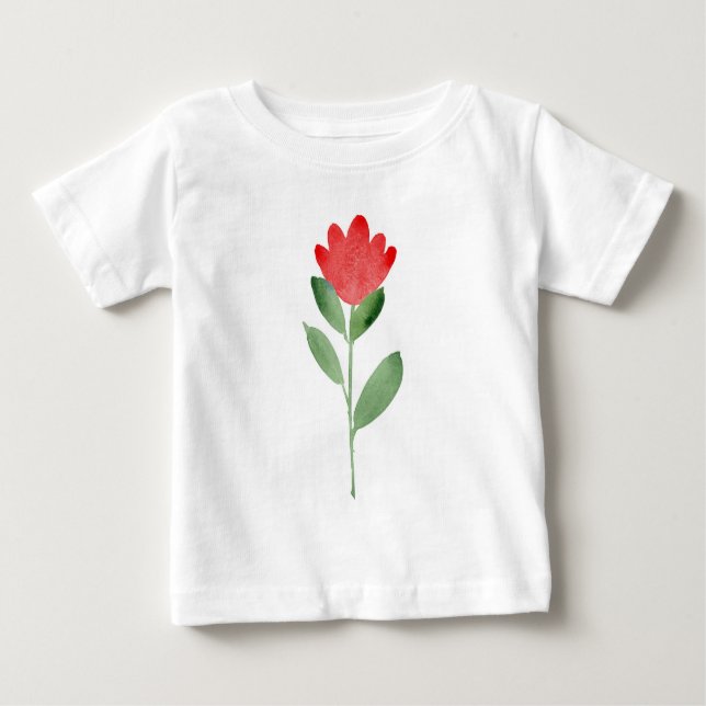 Red Watercolor Abstract Flower Baby T-Shirt (Front)