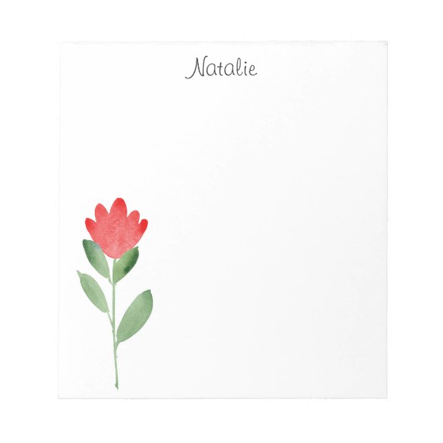 Red Watercolor Abstract Flower Notepad (Front)