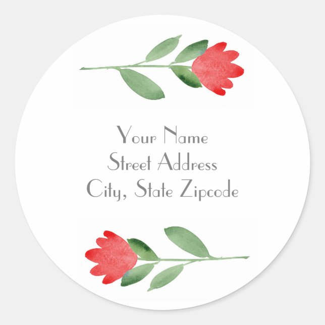 Red Watercolor Abstract Flowers Classic Round Sticker (Front)
