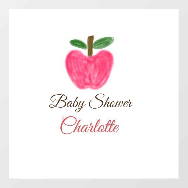 Red Watercolor apple baby shower add name title (Sheet)