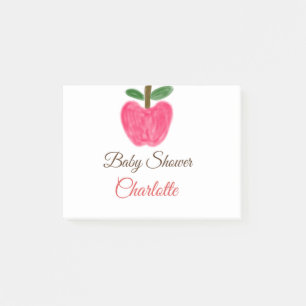 Red Watercolor apple baby shower add name title Post-it Notes