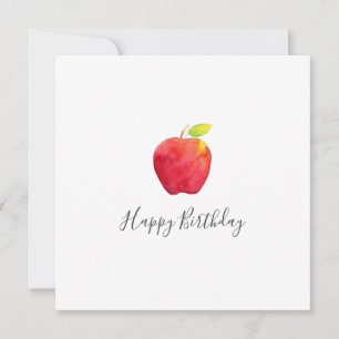 Red Watercolor Apple  Card