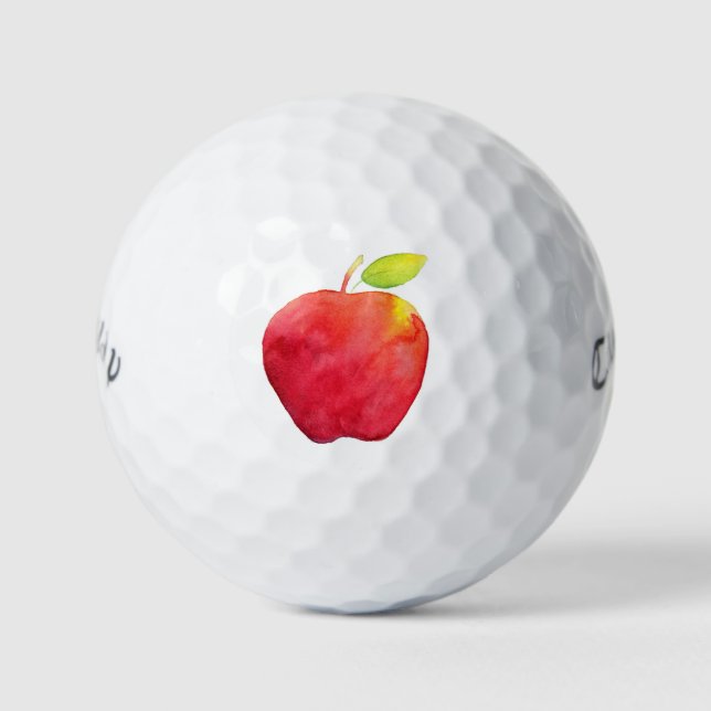 Red Watercolor Apple Golf Balls (Front)