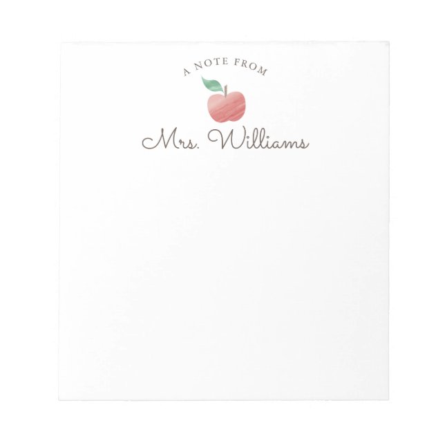 Red Watercolor Apple Teacher Notepad (Front)