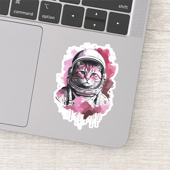 Red Watercolor Astronaut Cat (Detail)