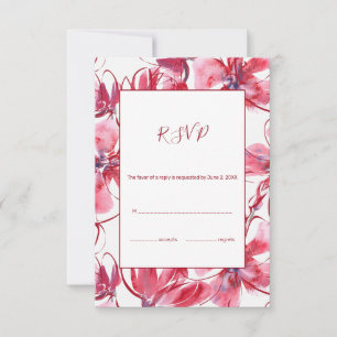 Red Watercolor Blossom RSVP Card