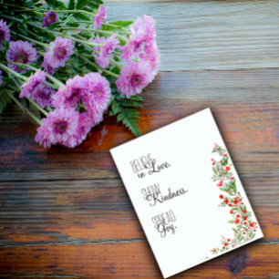 Red watercolor botanical flower wishes  holiday card