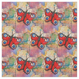 Red Watercolor Butterflies Pattern Vintage Cute Fabric
