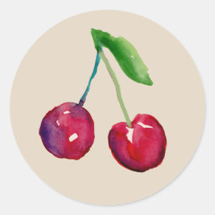 Red Watercolor Cherries Cute Fruit Envelope Seal