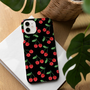 Red Watercolor Cherry Fruit Pattern iPhone 16 Case