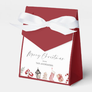 Red Watercolor Christmas Border Favour Box