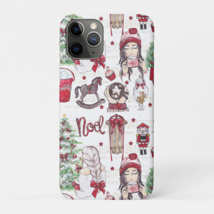 Red Watercolor Christmas Music Notes Case-Mate iPhone Case