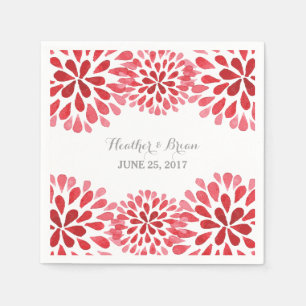 Red Watercolor Chrysanthemum Paper Napkins