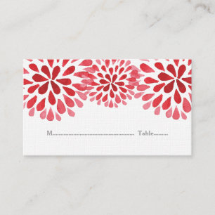 Red Watercolor Chrysanthemum Place Cards