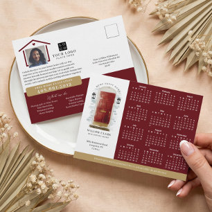 Red Watercolor Door Real Estate Calendar 2024 Postcard