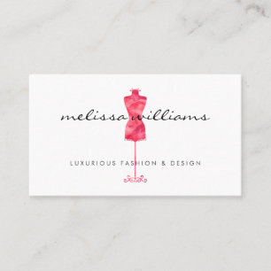 Red Watercolor Dress Mannequin Fashion Boutique Business Card