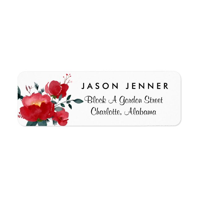 Red Watercolor Floral Elegant Wedding  (Front)