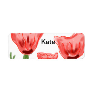Red watercolor floral watercolor add name text thr