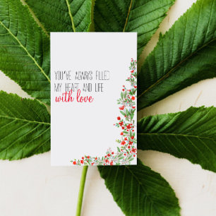 Red watercolor flower mother day holiday card