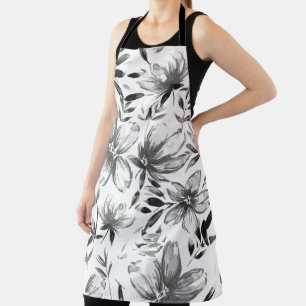 Red Watercolor Flowers 4 Apron