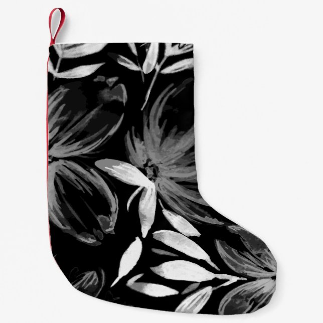 Red Watercolor Flowers 7 Small Christmas Stocking (Front)