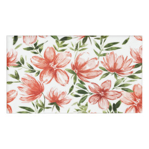 Red Watercolor Flowers Name Tag