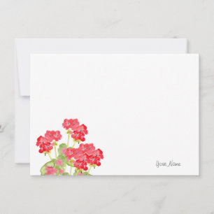 Red Watercolor Geraniums 2 Card