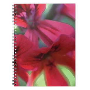 Red Watercolor Geraniums Spiral Notebook