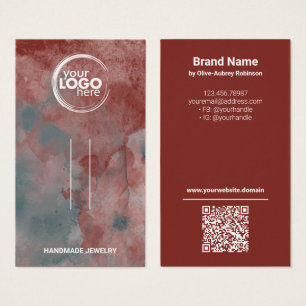 Red Watercolor Hair Clip Logo QR-Code Display Card
