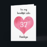Red Watercolor Heart 37th Birthday Card<br><div class="desc">A personalised red heart 37th birthday card for her, which you can easily personalise with her age and name on the front of this birthday card. You will also be able to edit the inside card message if wanted. This would make a wonderful thirty seventh birthday card keepsake for her....</div>