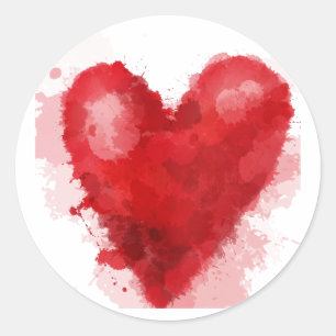 Red watercolor heart gothic girl valentine classic round sticker