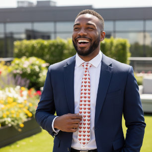 Red Watercolor Heart Pattern Neck Tie