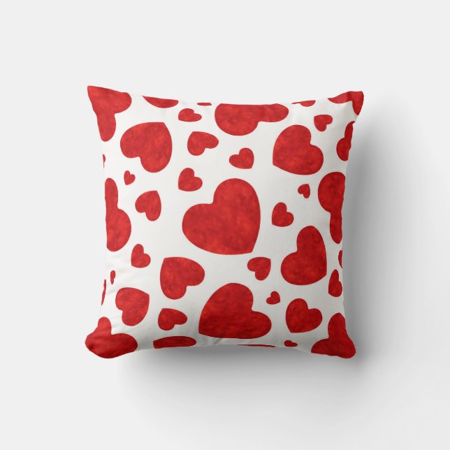 Red Watercolor Hearts Pattern      Cushion (Front)