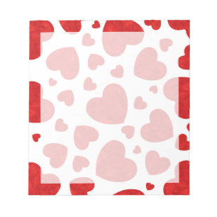 Red Watercolor Hearts Pattern Notepad