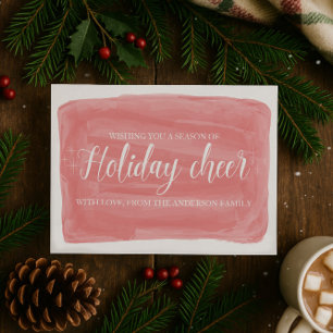 Red Watercolor Holiday Cheer Flat Card