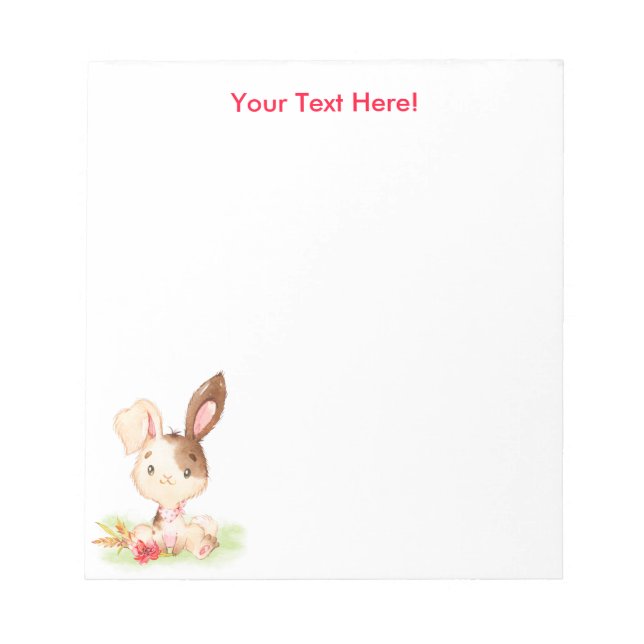 Red Watercolor Little Bunny Notepad (Front)