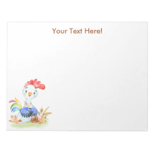 Red Watercolor Little Rooster Notepad
