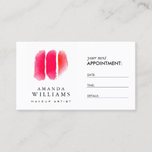 Red Watercolor Makeup Artist Swatches Appointment Card