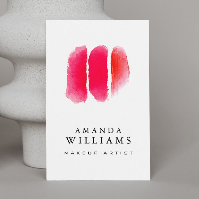 Red Watercolor Makeup Artist Swatches Business Card (Creator Uploaded)