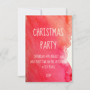 Red watercolor modern Christmas party Invitation