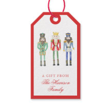 Red Watercolor Nutcracker Christmas Gift Tag
