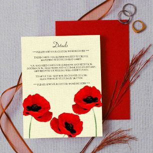 Red Watercolor Poppies Floral Wedding Collection Enclosure Card