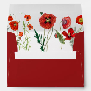 Red Watercolor Poppies Florals Envelope