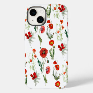 Red Watercolor Poppies Florals iPhone 14 Case