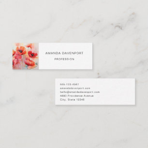Red Watercolor Poppies in a Field Mini Business Card