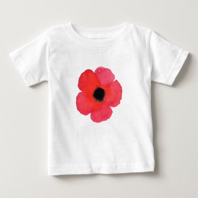 Red Watercolor Poppy Baby T-Shirt (Front)