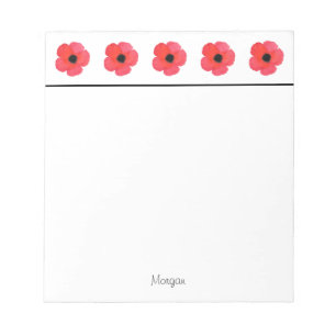 Red Watercolor Poppy Pattern Notepad