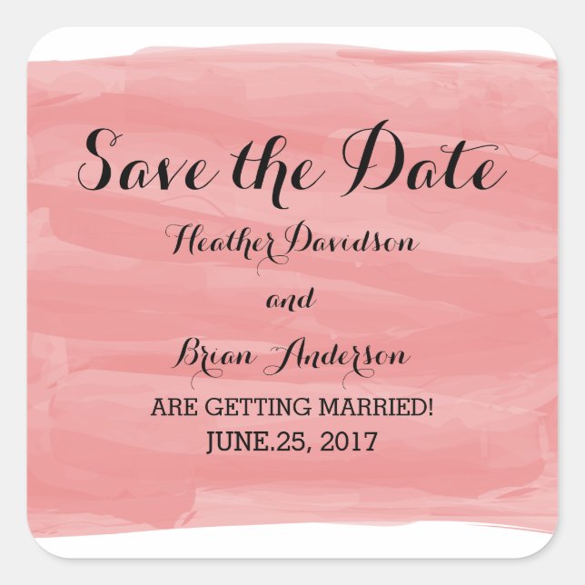 Red Watercolor Save the Date Stickers (Front)