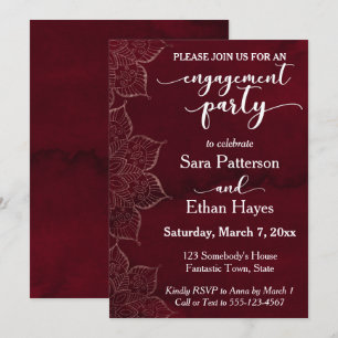 Red Watercolor Setup Engagement Party Invitation