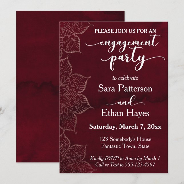 Red Watercolor Setup Engagement Party Invitation (Front/Back)